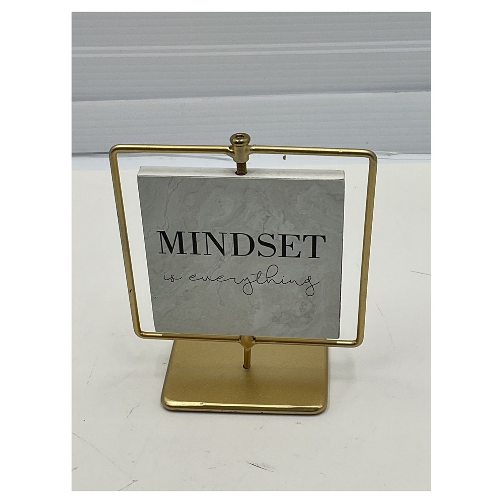 Unbranded Motivational Swivel Desk Sign Gold Plaque Mindset Is Everything 6"